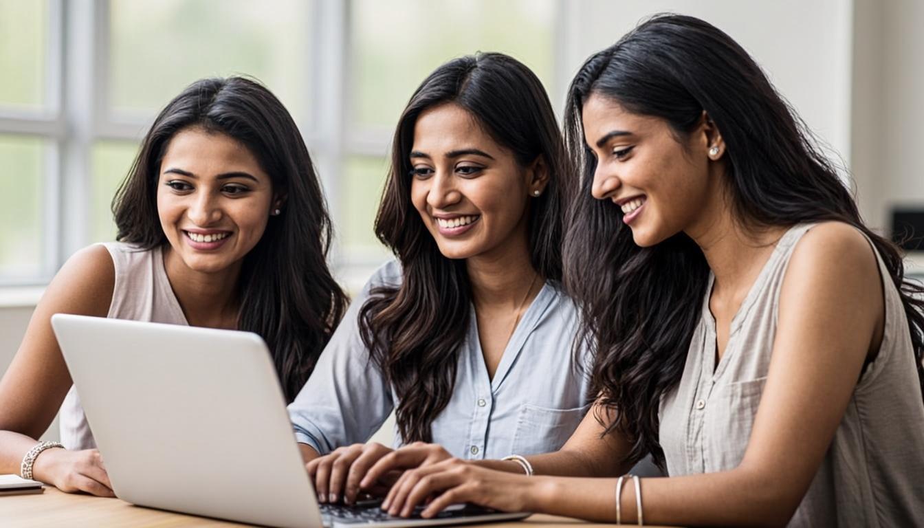 Indian students learning in a modern digital media classroom